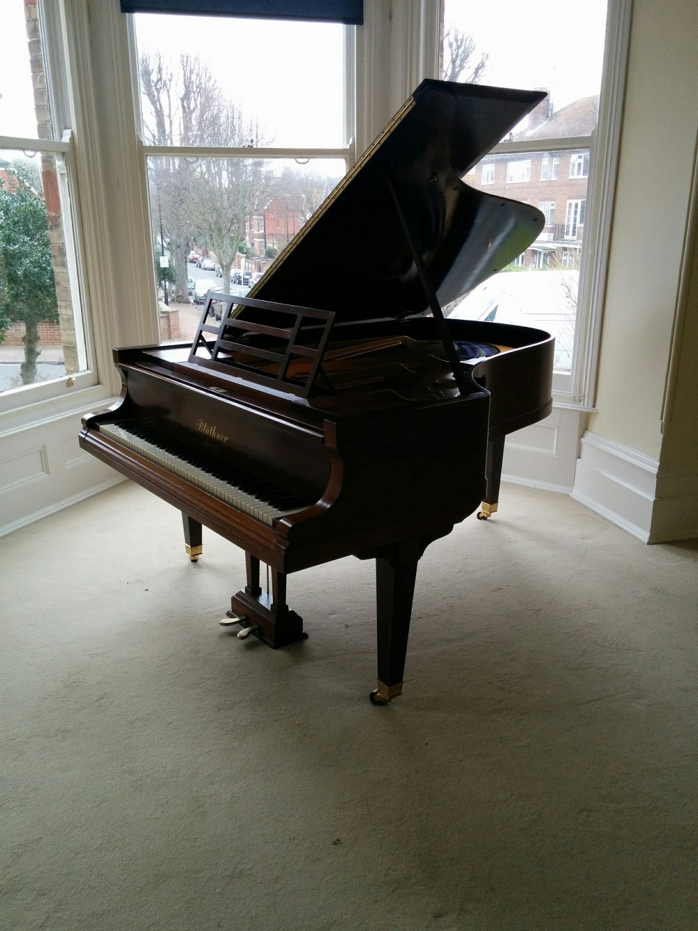 The 'boudoir' grand piano in its new home