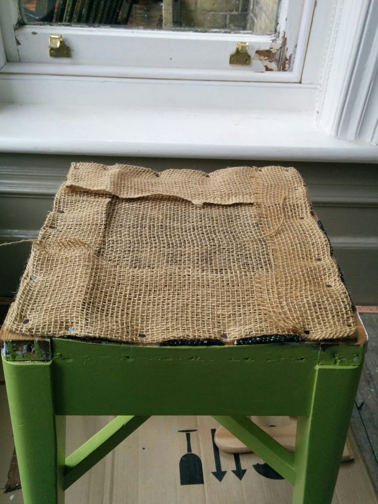 Hessian layer to stool seat
