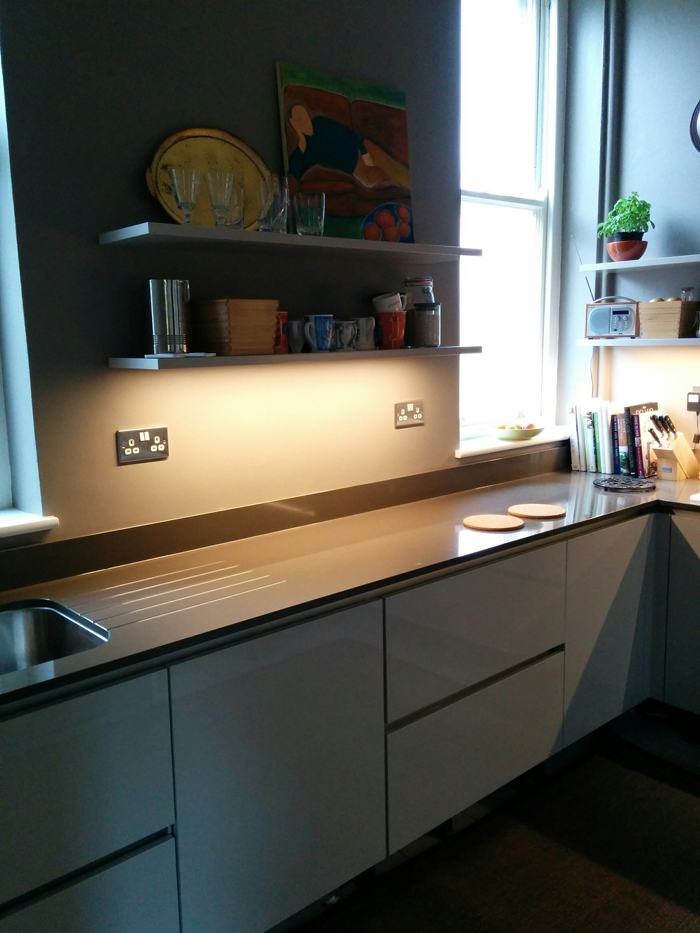 German kitchen by Nobilia. Walls in Charleston Gray by Farrow & Ball. From 'An Eastbourne Diary' blog