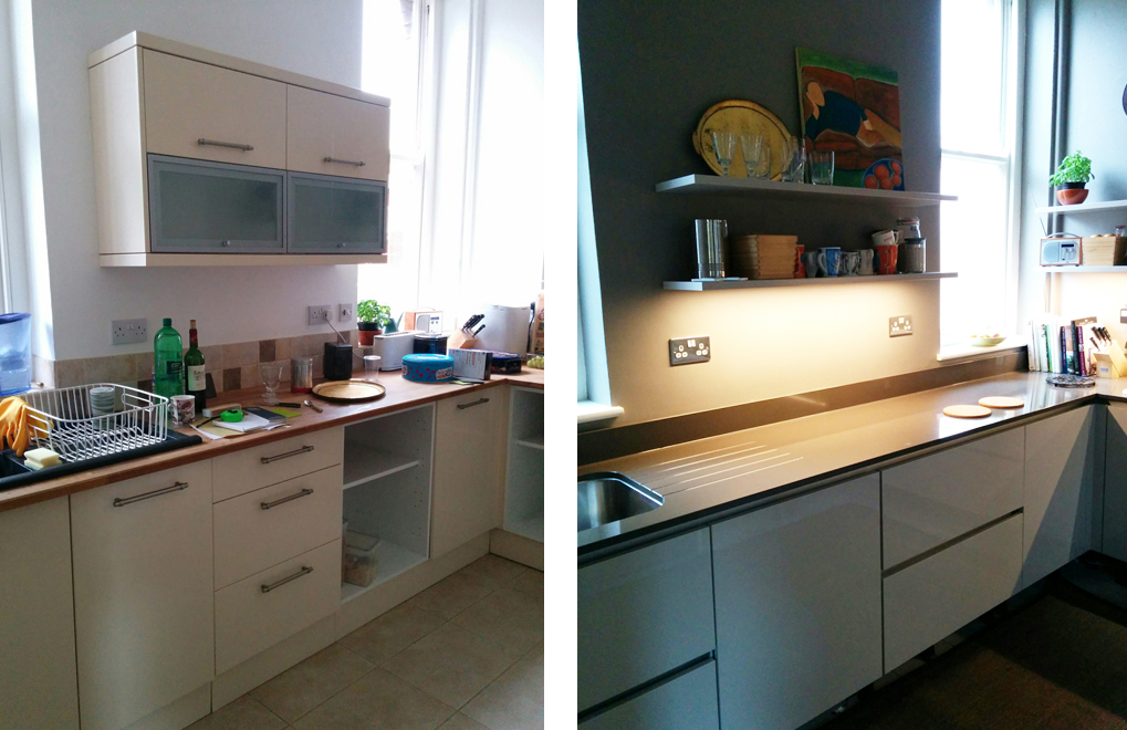 Before & after - German kitchen by Nobilia. From 'An Eastbourne Diary' blog