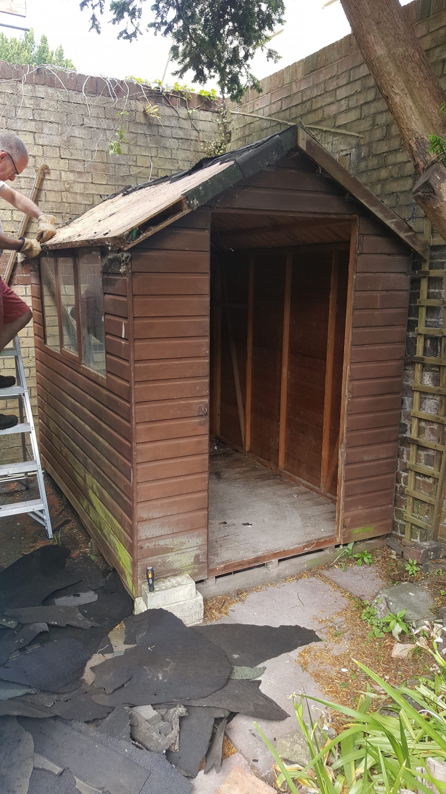 old shed - removing felt
