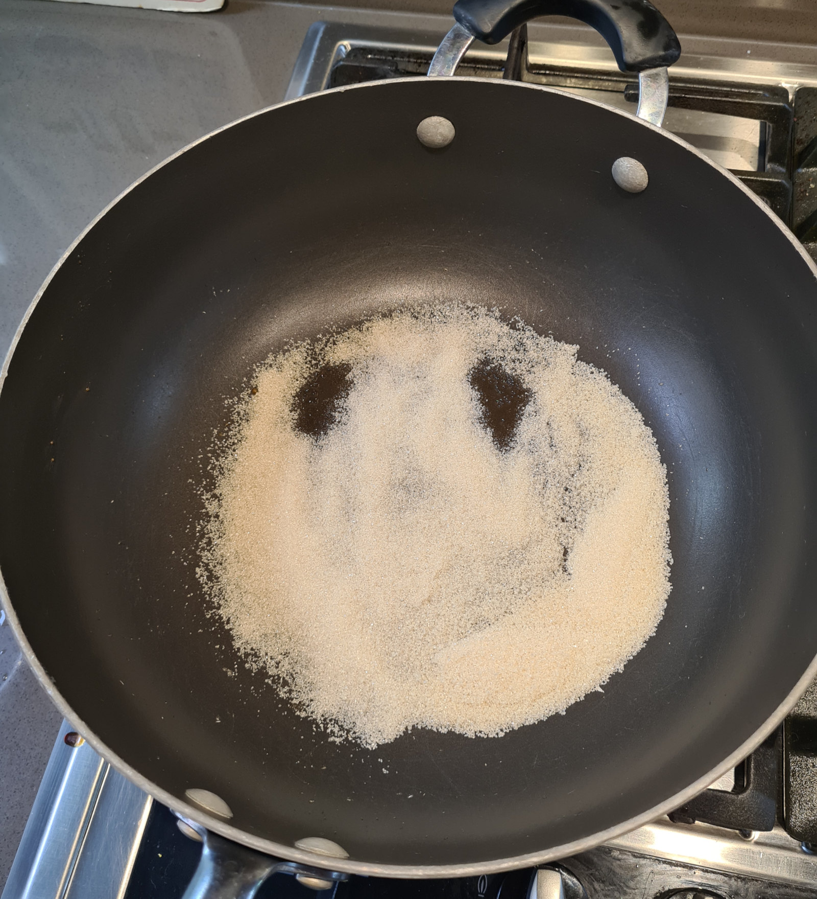 sugar melting in the pan