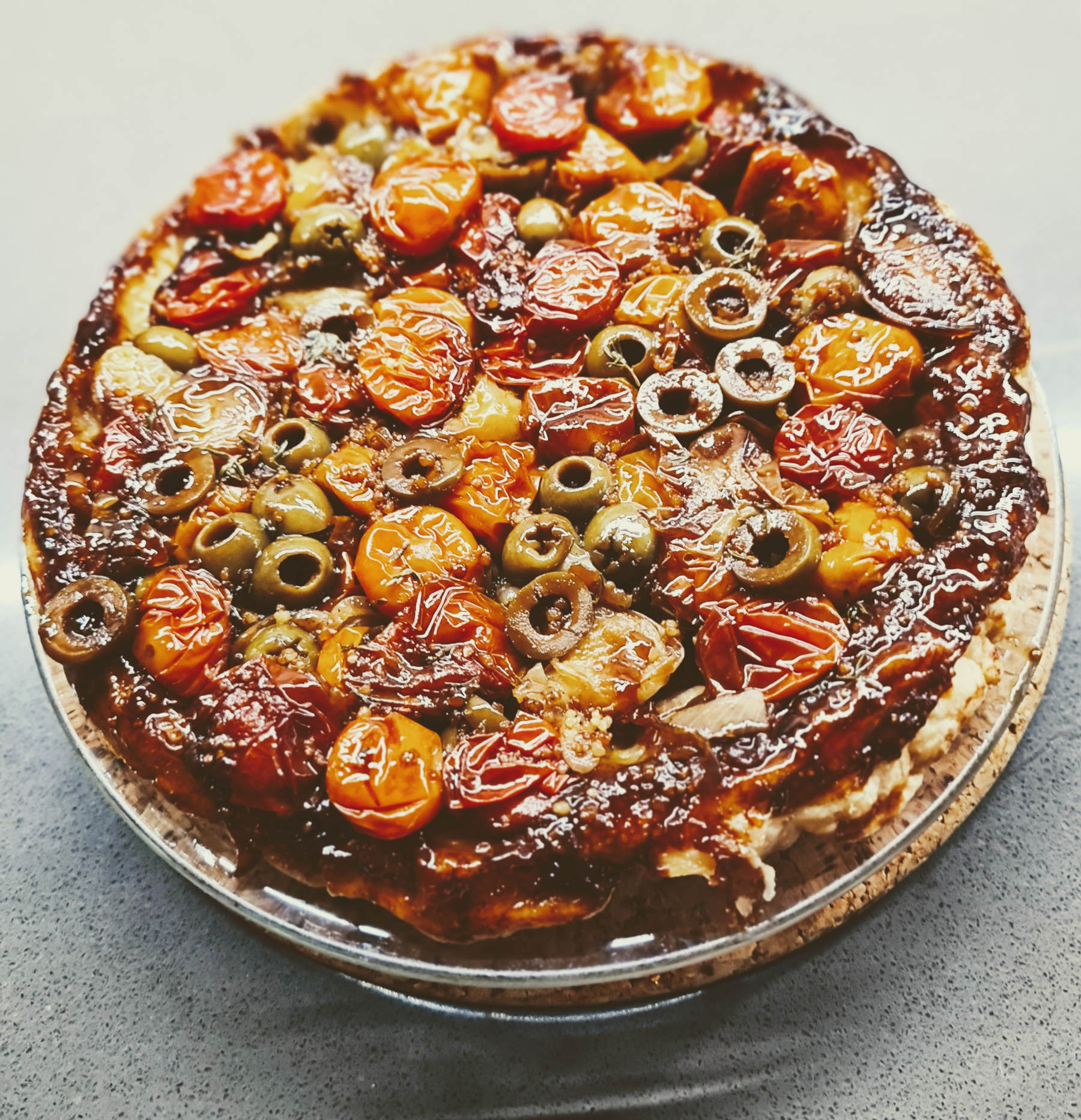 Tomato and olive tarte tatin